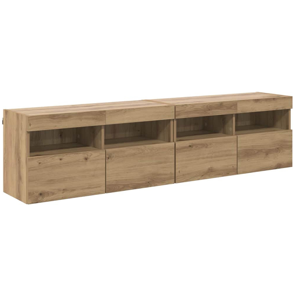 vidaXL 2 Door 2 Shelf Artisan Oak Wall Mounted TV Cabinet with LED Light 2 Pack Image 2