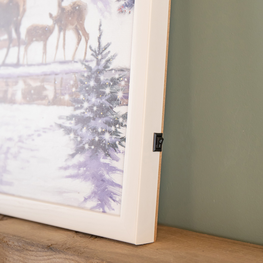 Samuel Alexander Warm and Twinkling White LED Family of Deers Canvas 40 x 40cm  Image 9