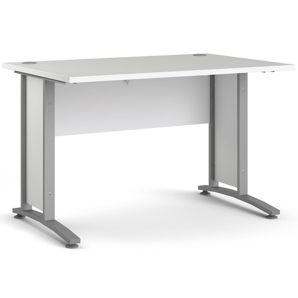 Florence Wooden and Steel 120cm Desk White and Silver Grey Image 2