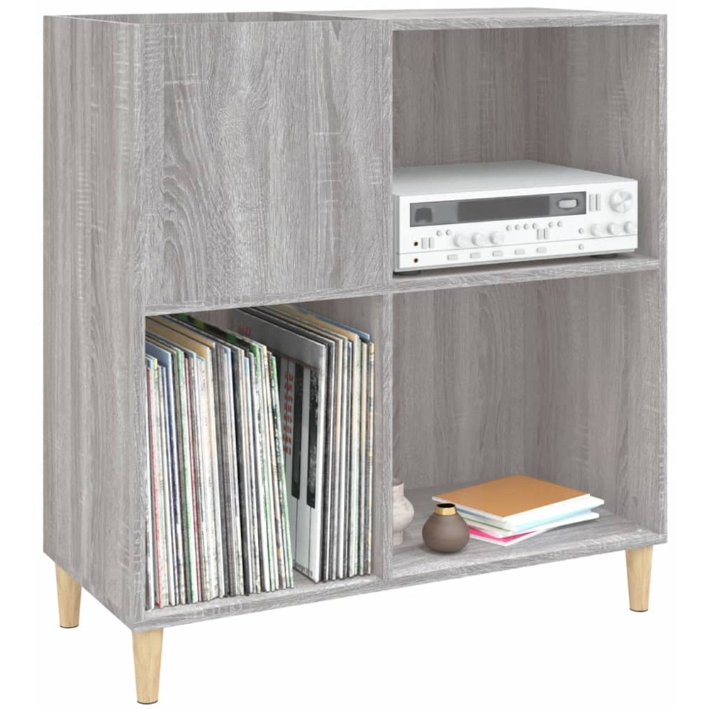 vidaXL 3 Shelf Grey Sonoma Record Cabinet Image 4