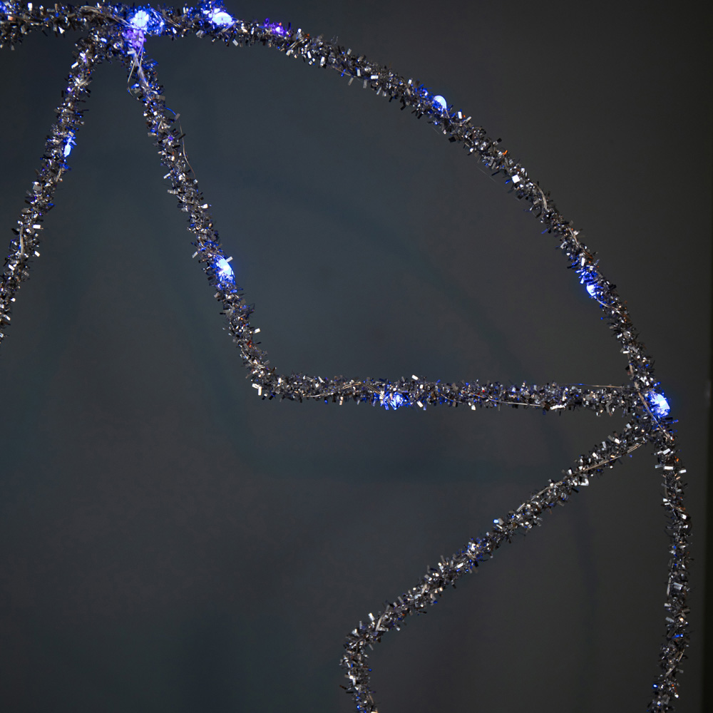 Samuel Alexander Blue Twinkling LED Light Up Silver Star Ball Hanging Christmas Decoration Image 4