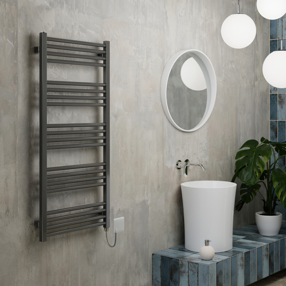 Terma Fiona E Sparkling Grey Electric Towel Rail 1140 x 500mm Image 2
