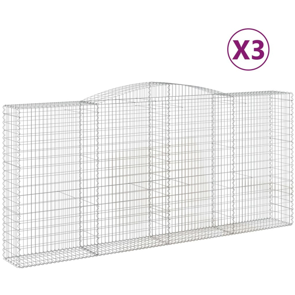 vidaXL Silver Galvanised Iron Arched Gabion Basket 400 x 50 x 180/200cm 3 Pack Image 4