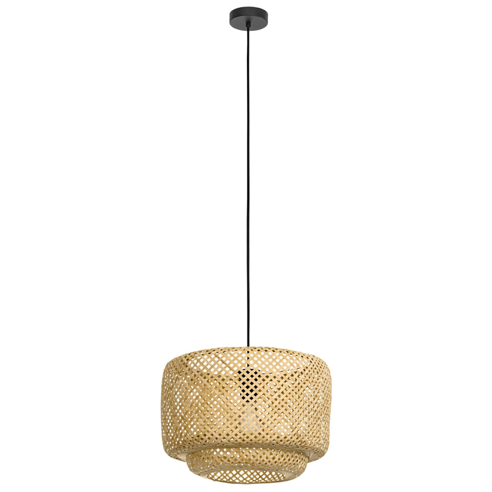 EGLO Hettonle Black and Bamboo Pendant Light Image 1