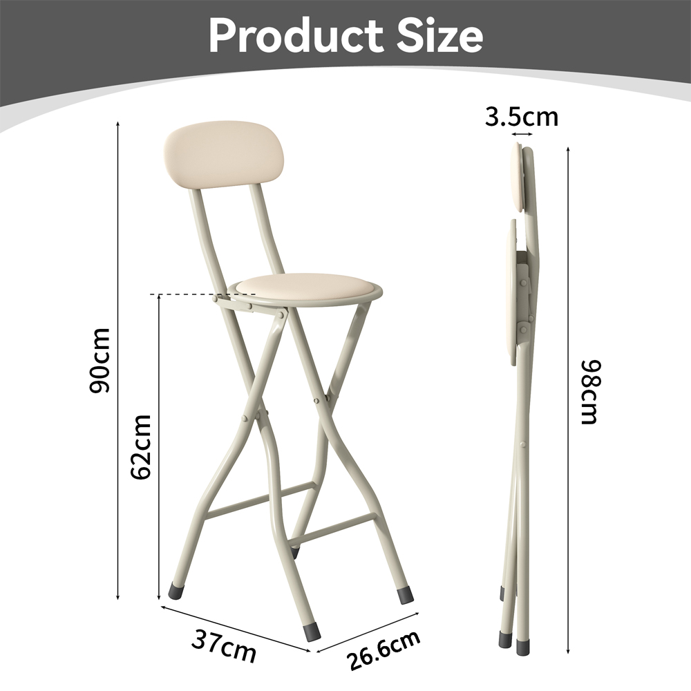 Beige Padded Folding Bar Stool Set of 6 Image 5