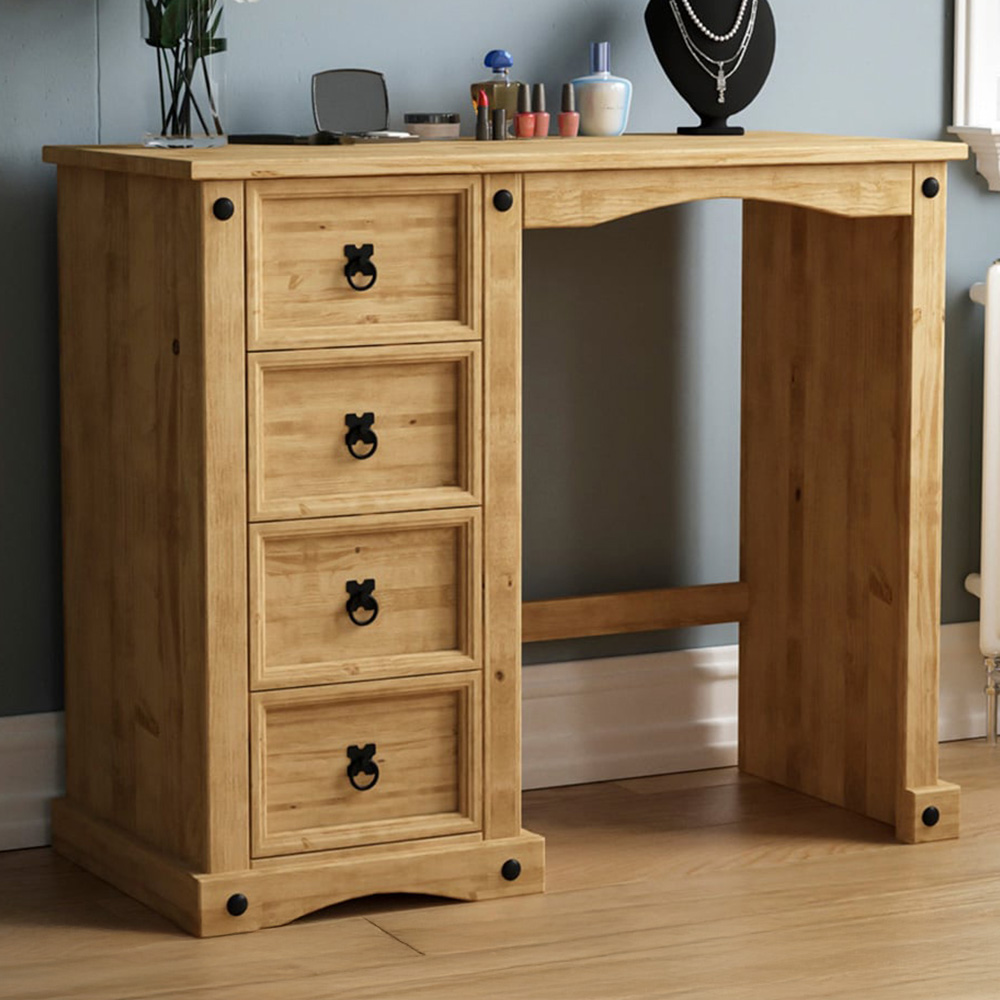 Vida Designs Corona 4 Drawer Pine Dressing Table Image 1