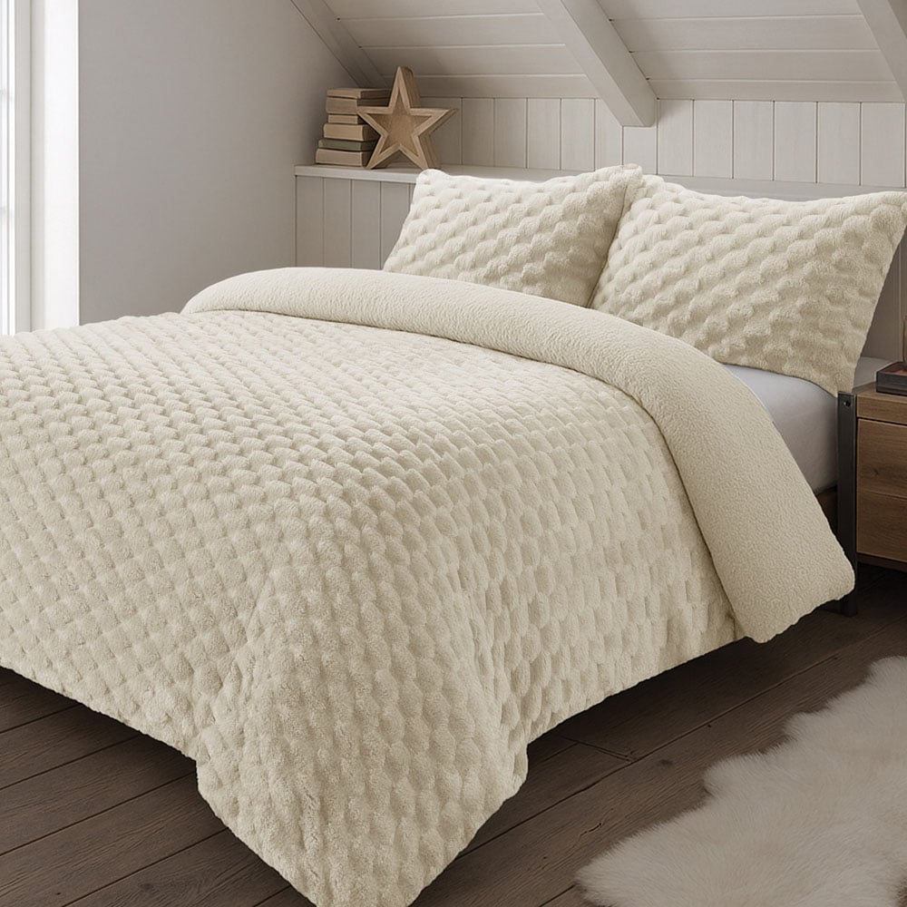 Velosso Single Cream Chunky Popcorn Duvet Set Image 1