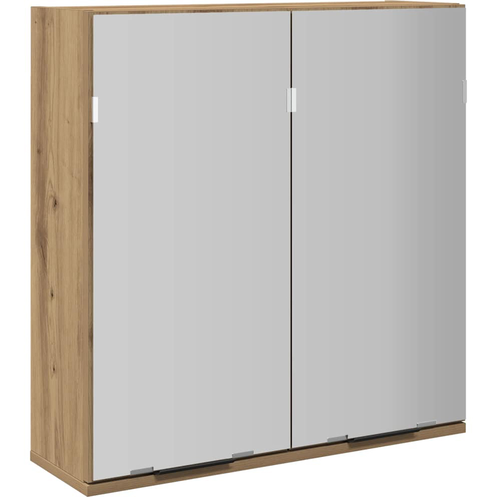 vidaXL 2 Door Brown Wall Mounted Mirrored Bathroom Cabinet Image 2
