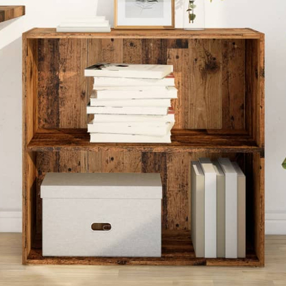 vidaXL 2 Shelf Old Wood Bookcase Image 1