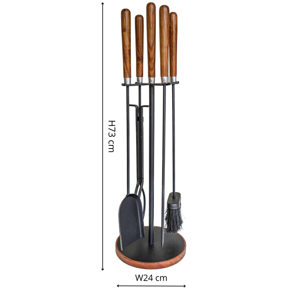 Ivyline 5 Piece Black Wooden Handle Round Companion Set Image 5