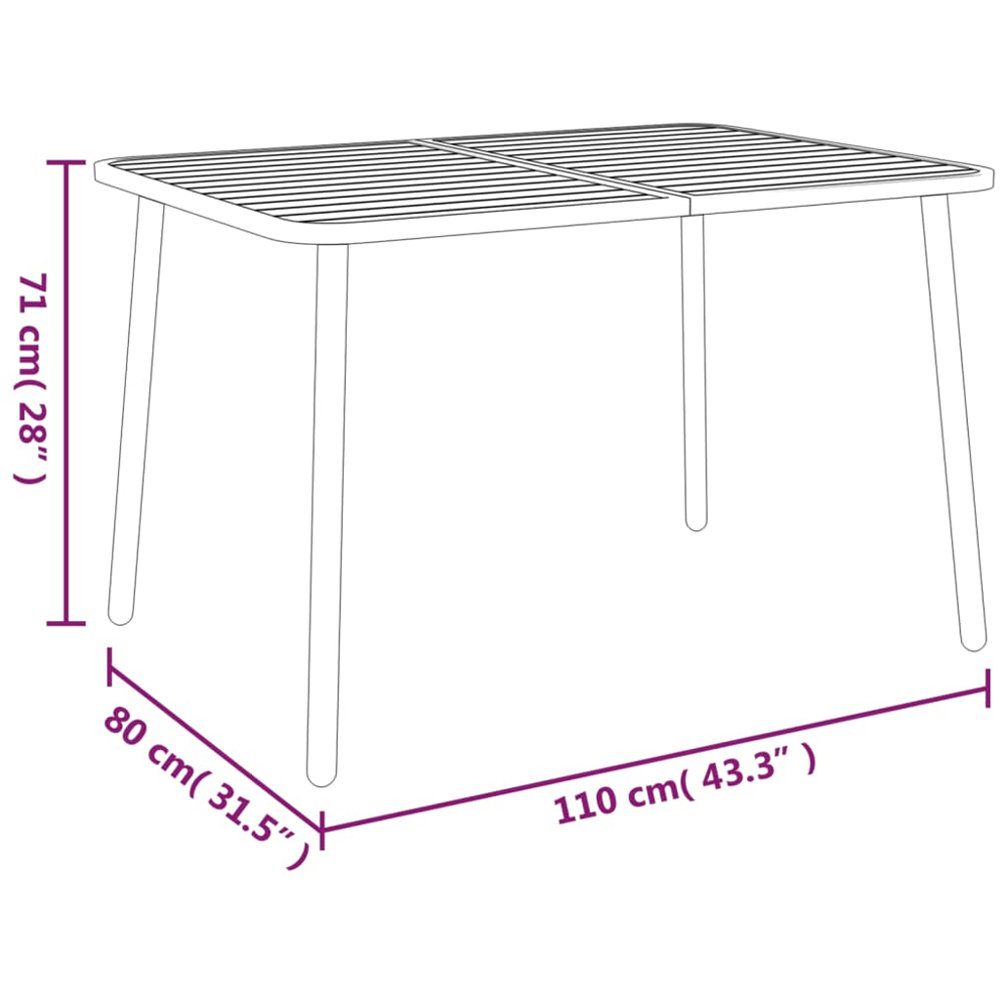 vidaXL 2 Seater Anthracite Steel Slatted Rectangular Garden Table Image 6