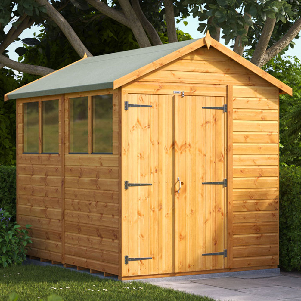 Power Sheds 8 x 6ft Double Door Apex Wooden Shed with Window Image 2