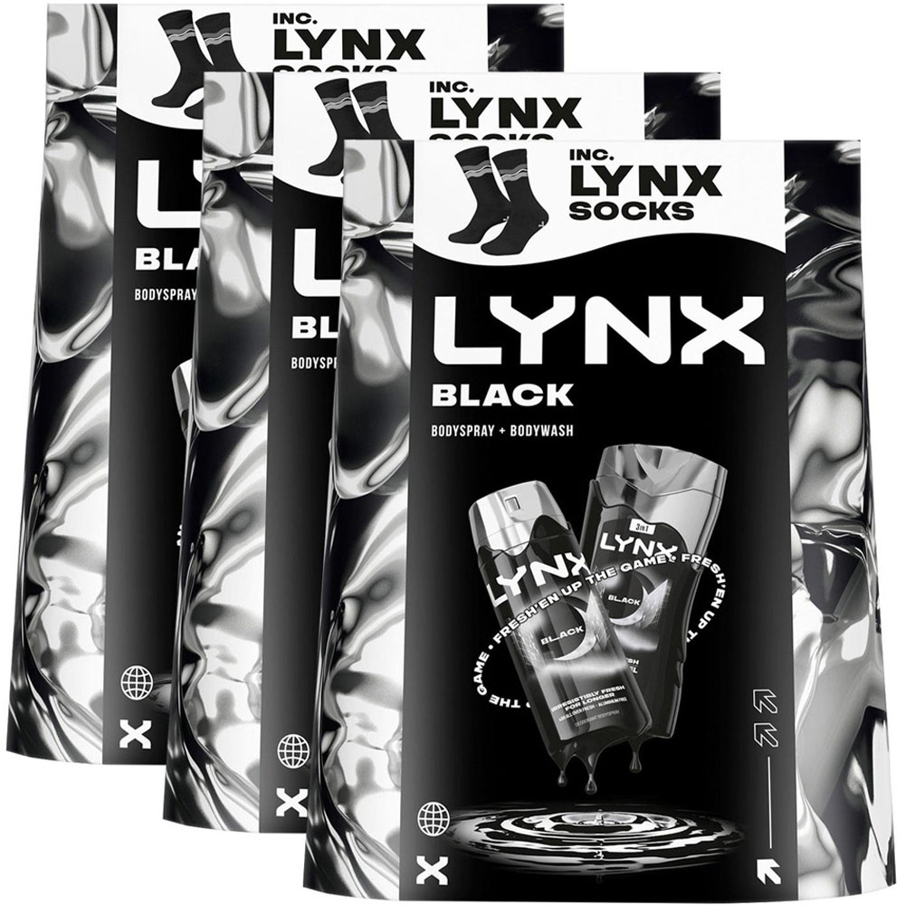 Lynx Black Frozen Pear and Cedarwood Scent Bodywash and Bodyspray Duo Gift Set 3 Pack Image 1