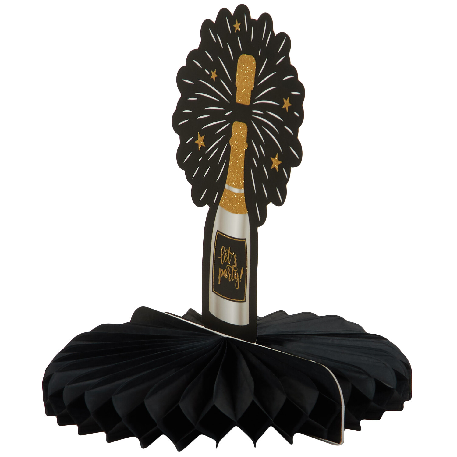 Party Time Black Honeycomb Table Decoration - Black and Gold Image 3