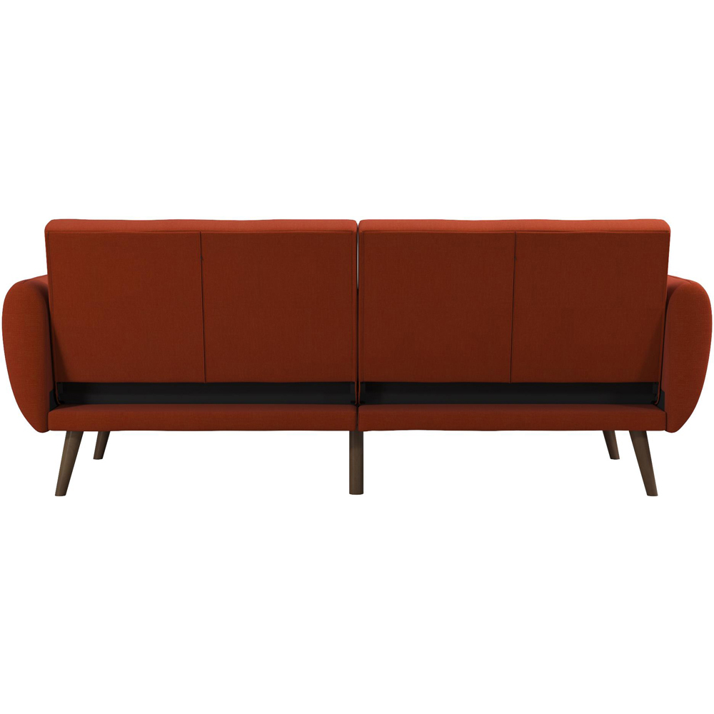Novogratz Brittany 3 Seater Orange Linen Sofa Bed with Wooden Legs Image 4