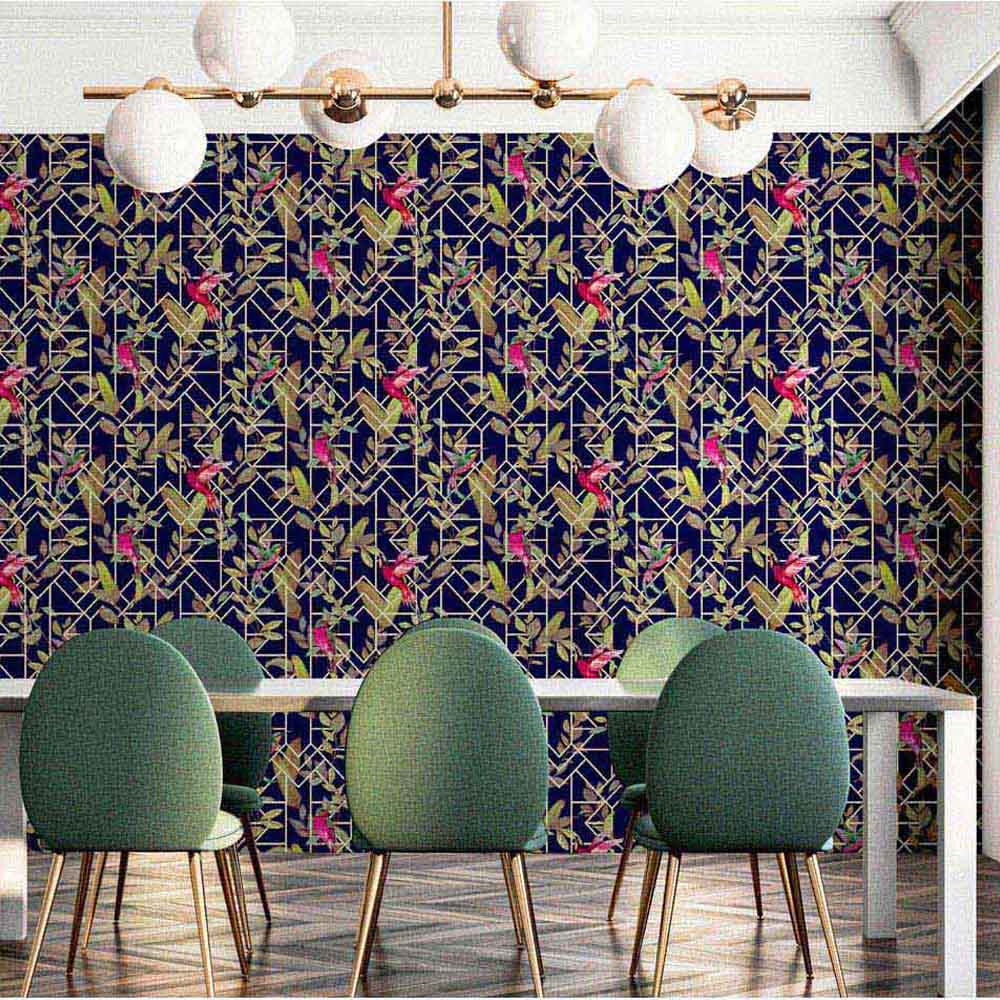 Arthouse Deco Tropical Navy and Gold Wallpaper Image 5