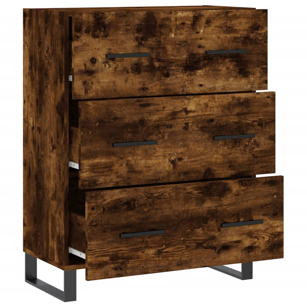 vidaXL 3 Drawer Smoked Oak Sideboard Image 6