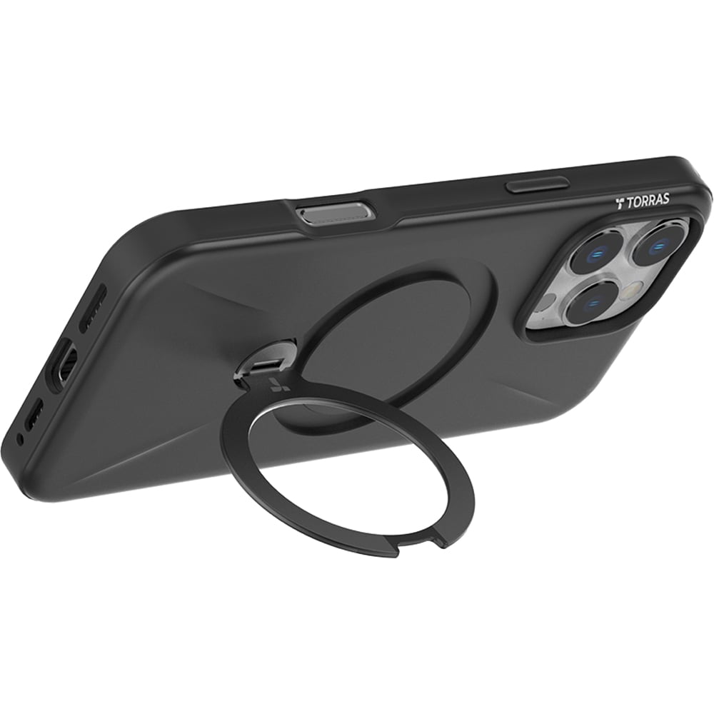 Torras Ostand Spin Black iPhone 16 Pro Fusion Phone Case Image 2
