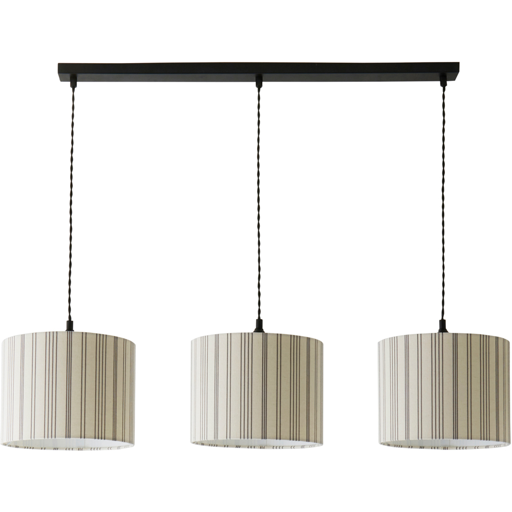 ValueLights Hallie Linen Stripe Drum Shade 3 Drop Black Diner LED Ceiling Pendant Light Image 1
