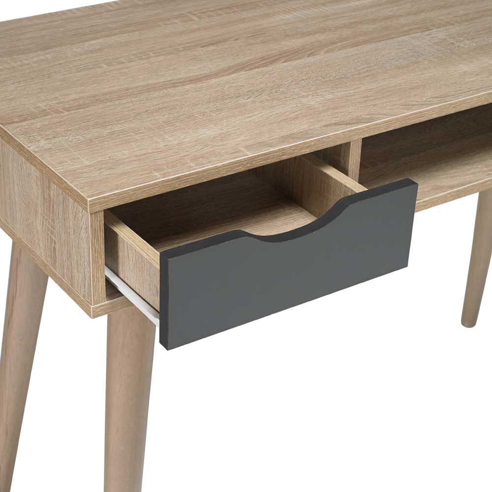 Scandi 2 Drawers Desk Oak White and Grey Image 4
