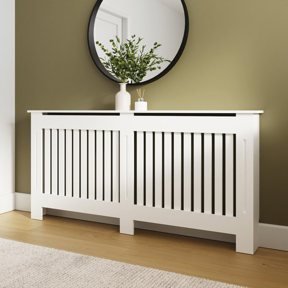 GFW Harrison White Open Slat Radiator Cover XL Image 7