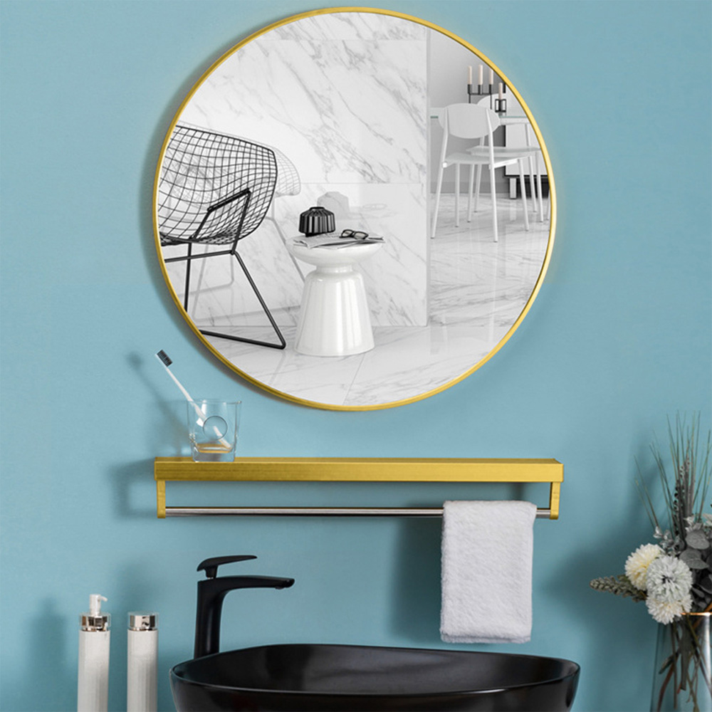 Living and Home Gold Frame Nordic Wall Mounted Bathroom Mirror 40cm Image 2