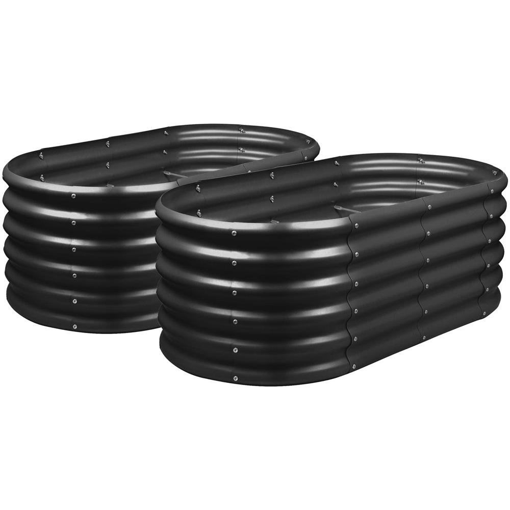 Harbour Housewares Anthracite Rounded Raised Garden Bed 120 x 60 x 45cm 2 Pack Image 1