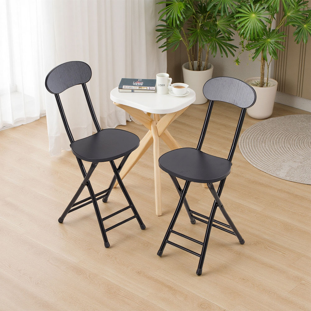 Living and Home Set of 2 Black Portable Foldable Dining Chairs Image 7