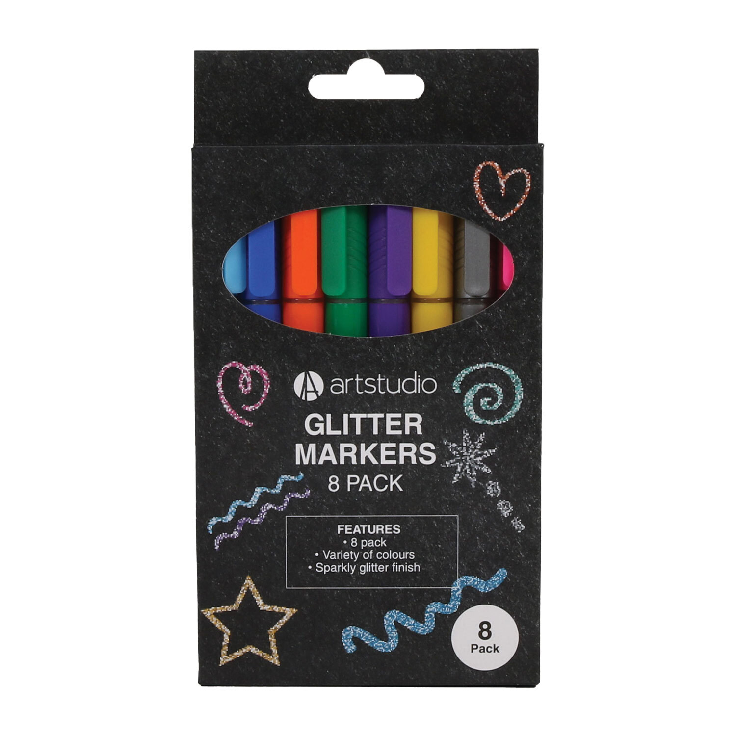 Pack of Eight Art Studio Glitter Markers Image