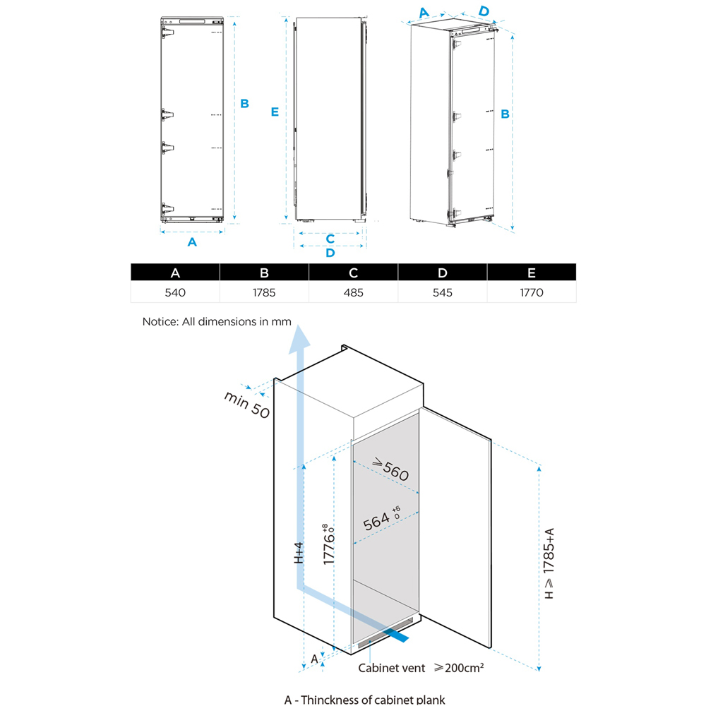 Midea MDRE423FGE01D White Total No Frost 304L Larder Freezer Image 9