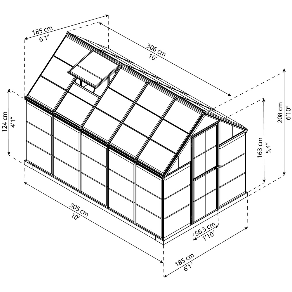 Palram Canopia Harmony Grey Polycarbonate 6 x 10ft Greenhouse Image 6