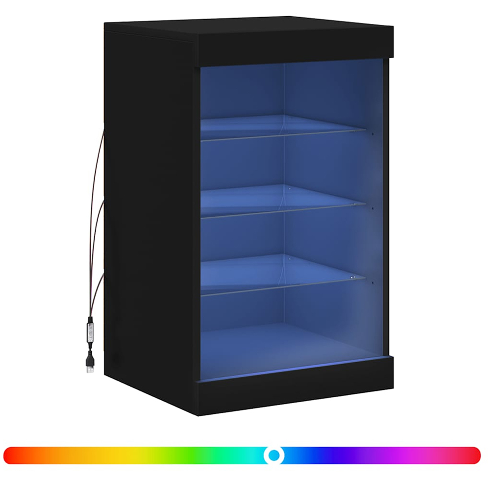 vidaXL Single Glass Door 4 Shelf Black Wooden Sideboard Image 8