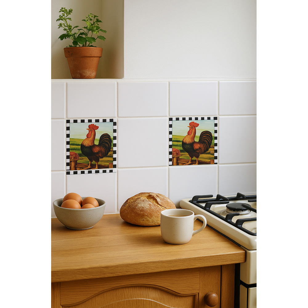 Avilo Rooster Self-Adhesive Waterproof Vinyl Tile Sticker 24 Pack Image 4
