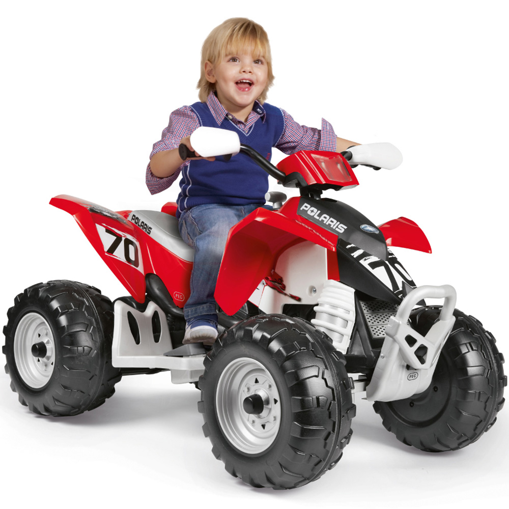 PEG Polaris Outlaw Kids Electric Ride-On Quad Bike with Lights and Sounds Red 12V Image 8