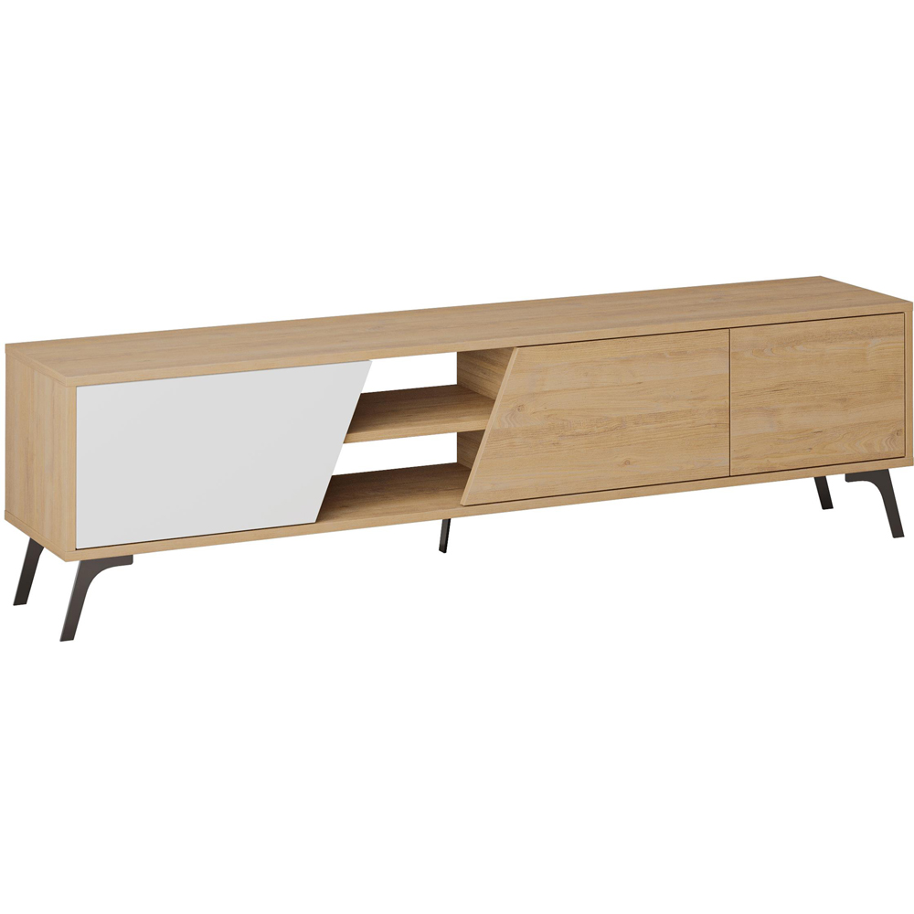 Decortie Fiona 3 Door 2 Shelf White and Oak TV Unit Image 2