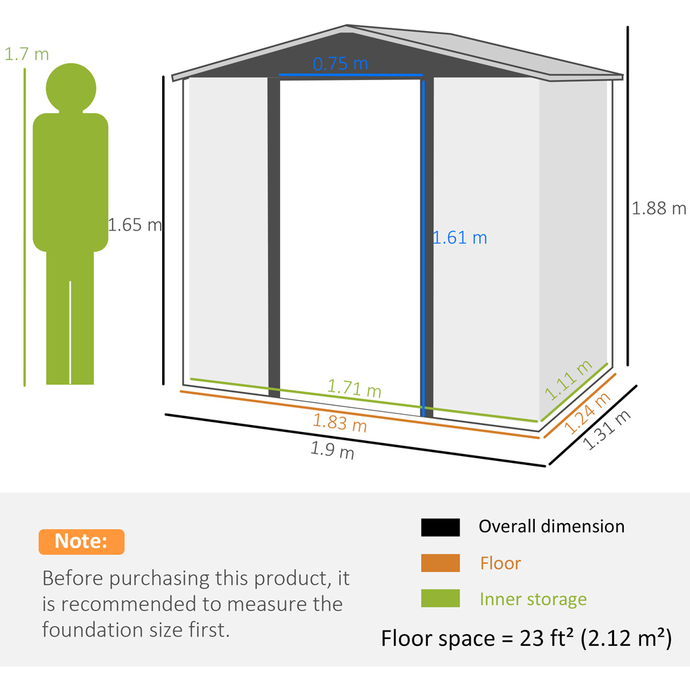 Outsunny 6.2 x 4.3ft Oak Garden Metal Shed with Vent Image 8