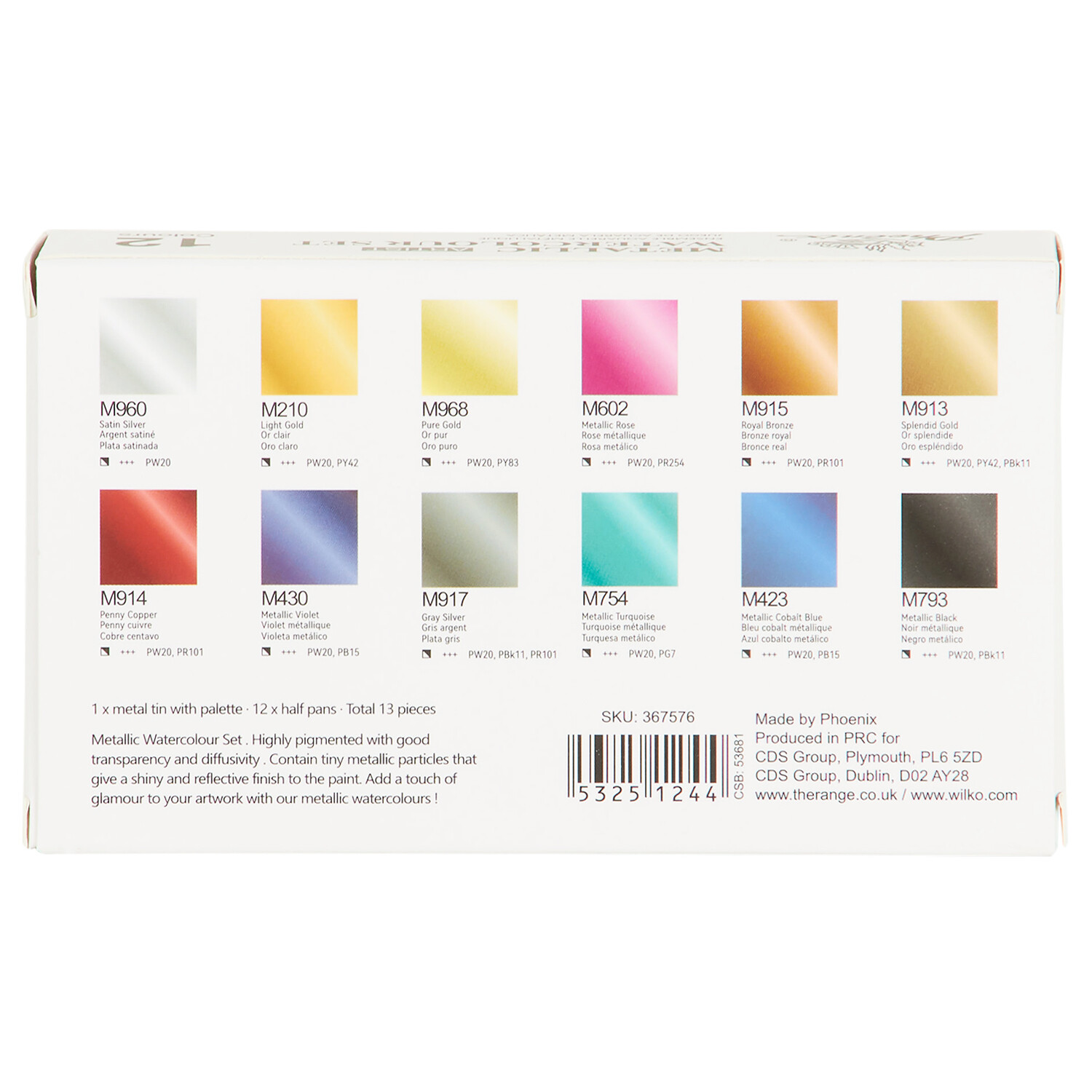 Pack of 12 Metallic Watercolour Set - Metallic Image 2