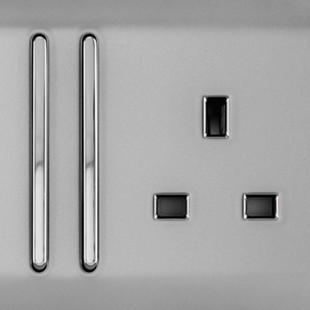 Trendi Switch 2 Gang Long Switch Brushed Steel Plug Socket 7 Pack Image 2