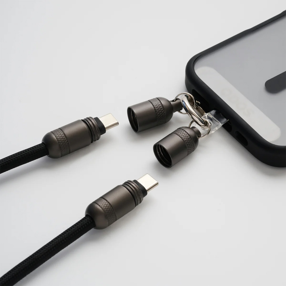 QDOS PowerLoop Black USB-C to USB-C Lanyard Cable 1.2m Image 6