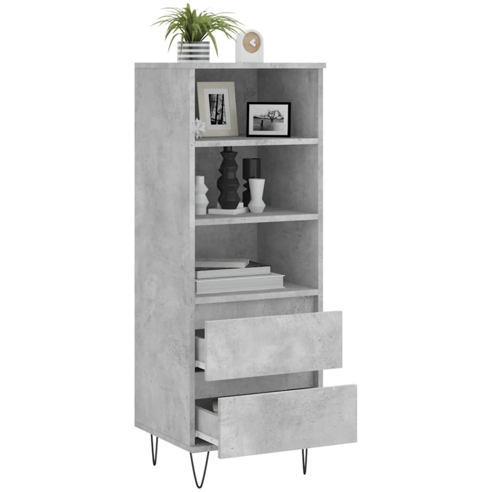 vidaXL 2 Drawer 3 Shelf Concrete Grey Highboard Image 4