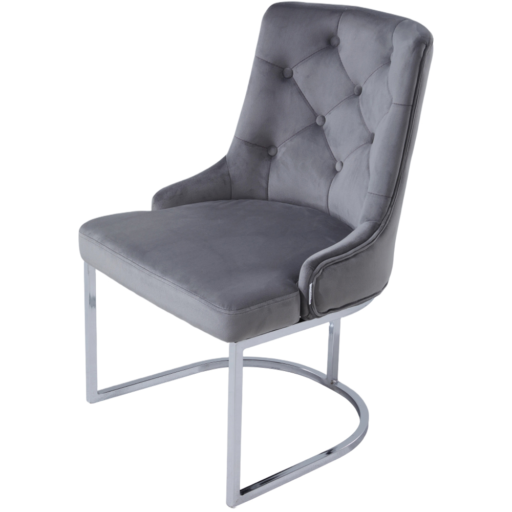 Living and Home Grey Suede Button Tufted Armchair Image 2