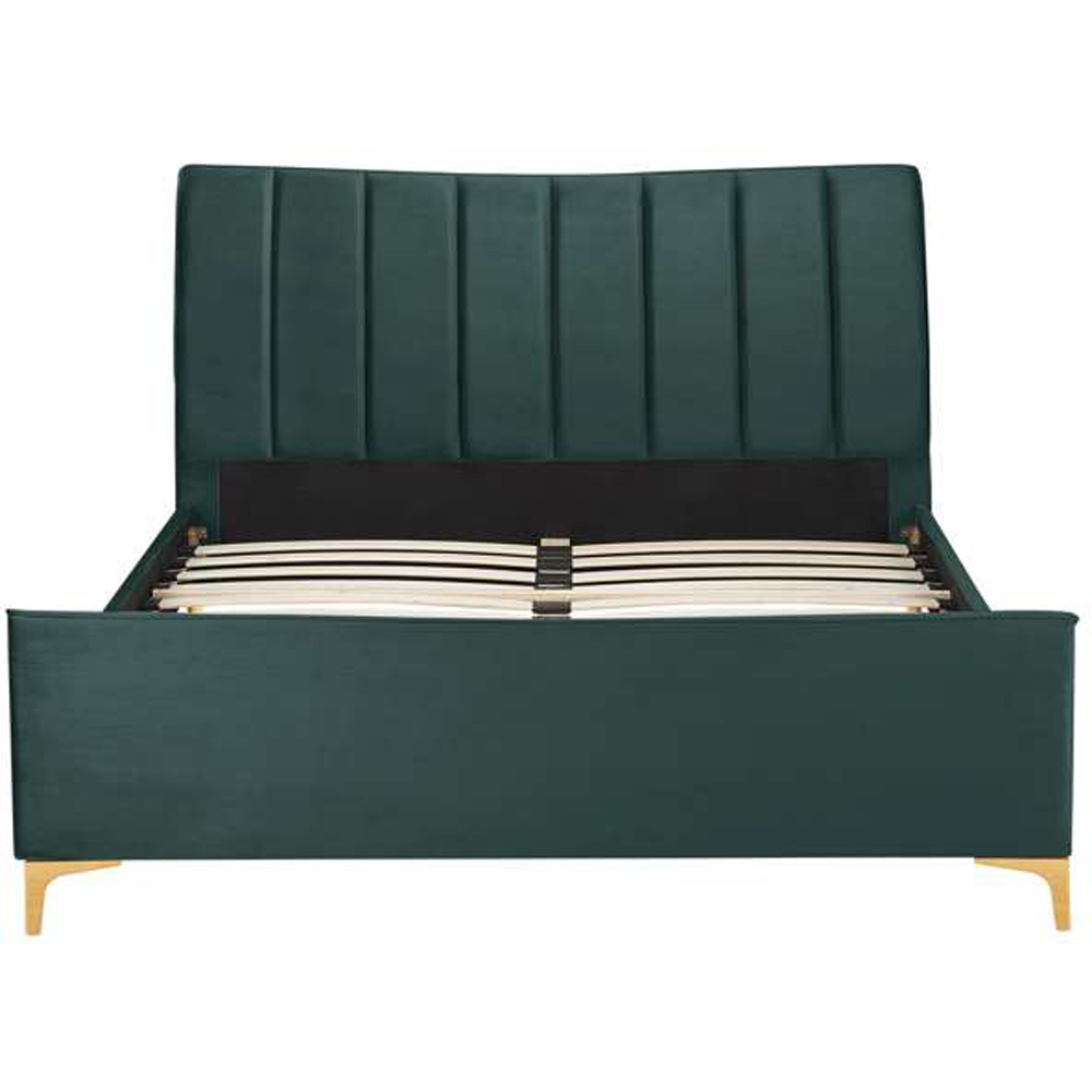 Clover Small Double Green Velvet Bed Image 3