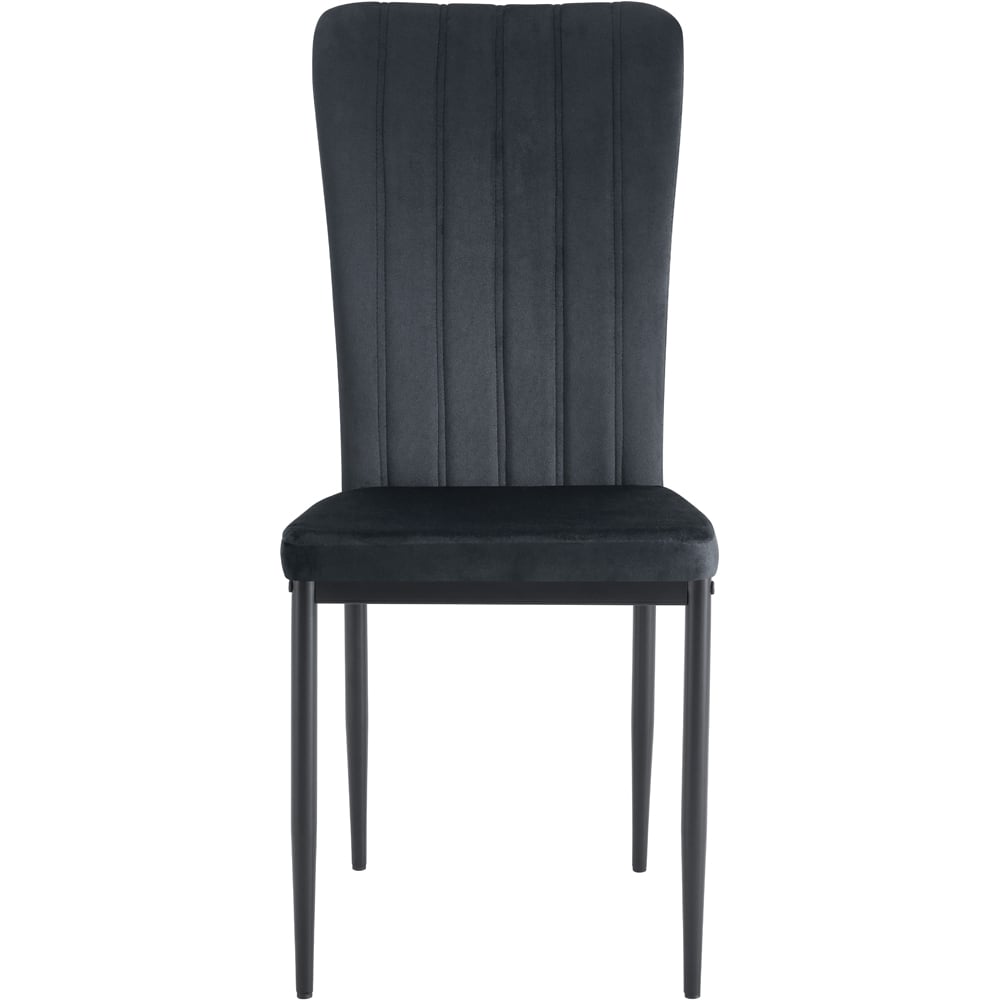 wilko Elle Set of 4 Black Velvet Effect Plush Padded Upholstered Dining Chair Image 3