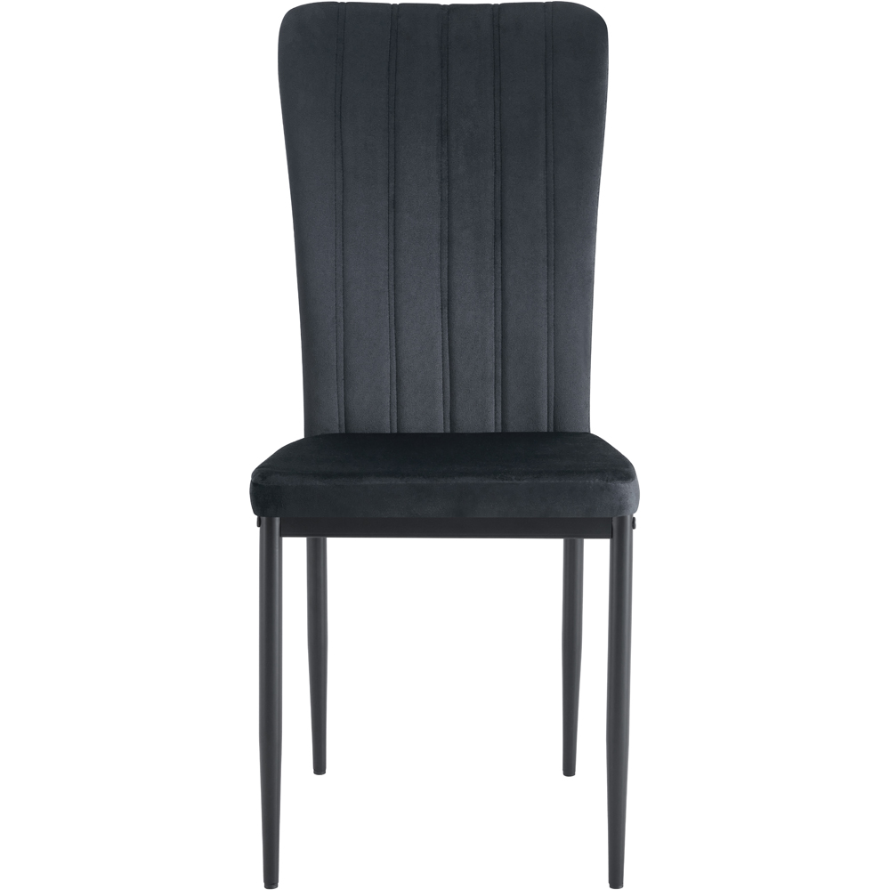 Elle Set of 6 Black Velvet Effect Plush Padded Upholstered Dining Chair Image 3