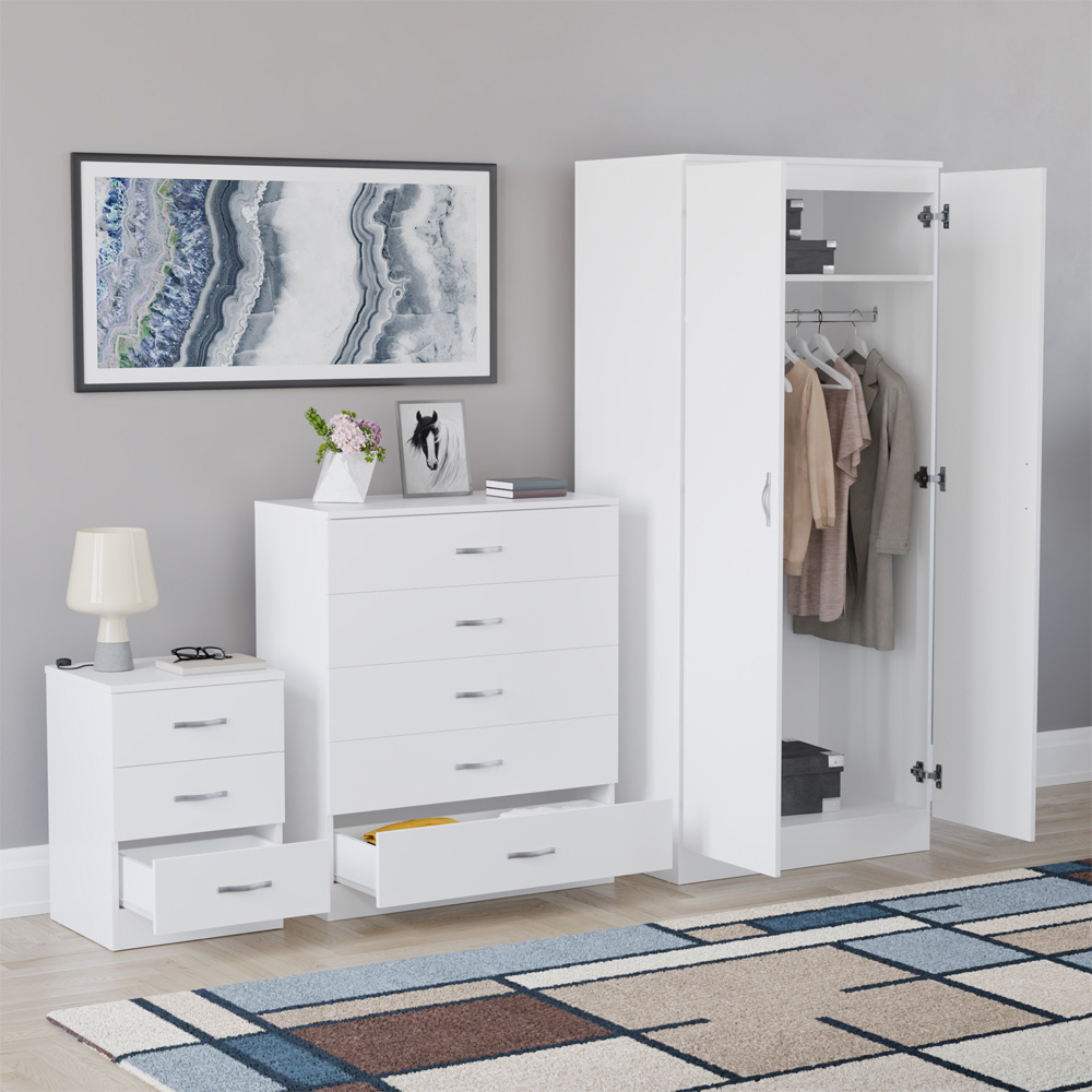 VIDA DESIGNS Riano White 3 Piece Bedroom Furniture Set Image 5