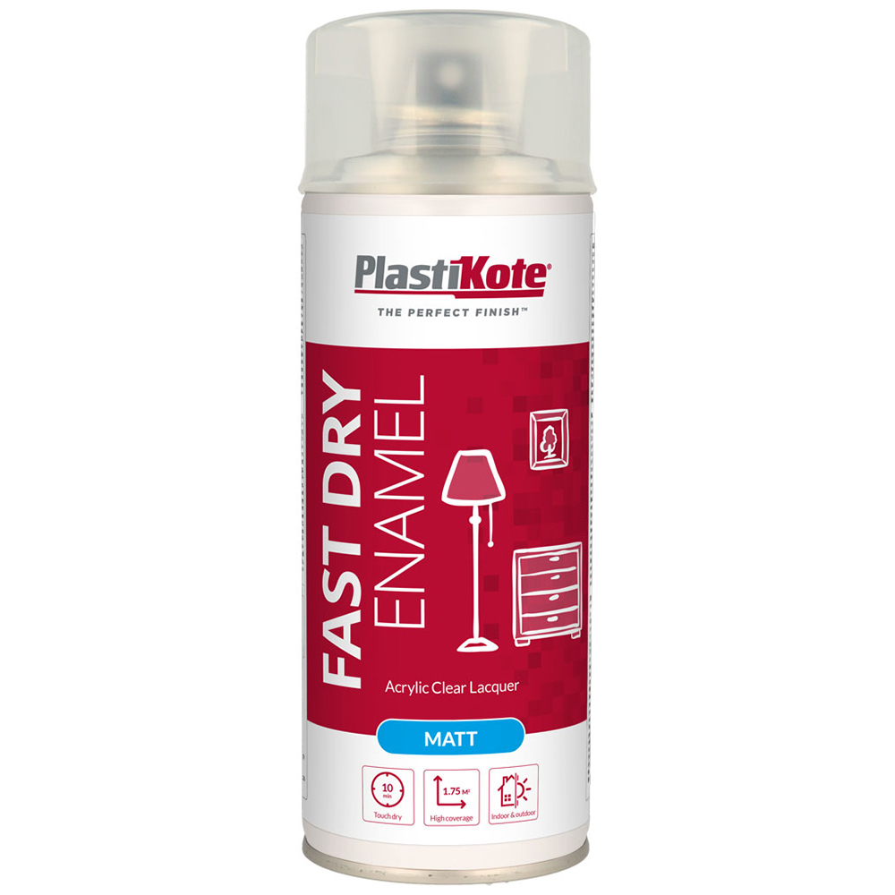 PlastiKote Clear Fast Dry Enamel Acrylic Matt Spray Paint Image 1