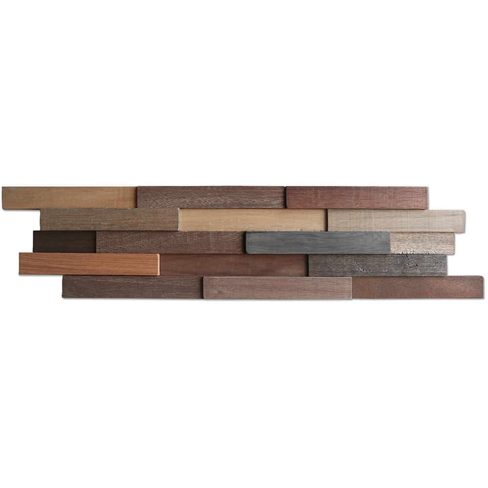 Tuscan Smooth Mosaic Dark Brown 3D Split Face Hardwood Wall Tile Image 2