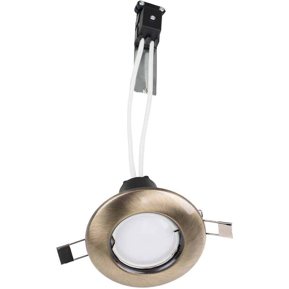 ValueLights Antique Brass Cool White LED Ceiling Downlight 10 Pack Image 1