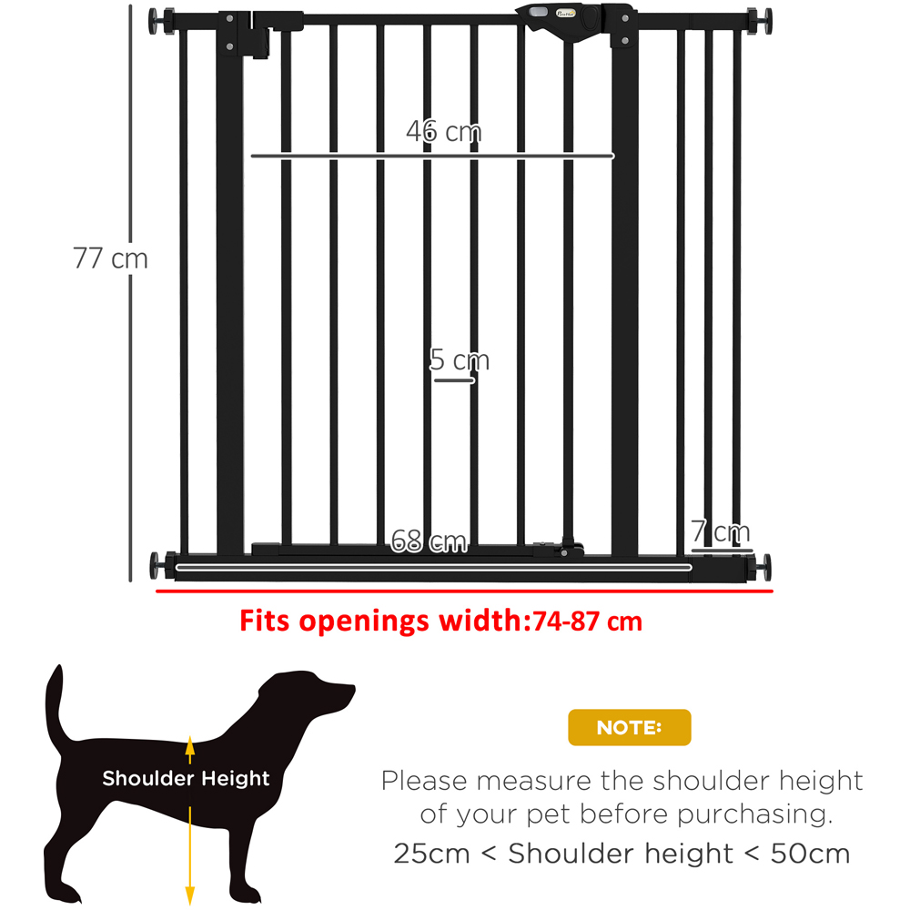 PawHut Black 74-87cm Pet Safety Gate Image 8