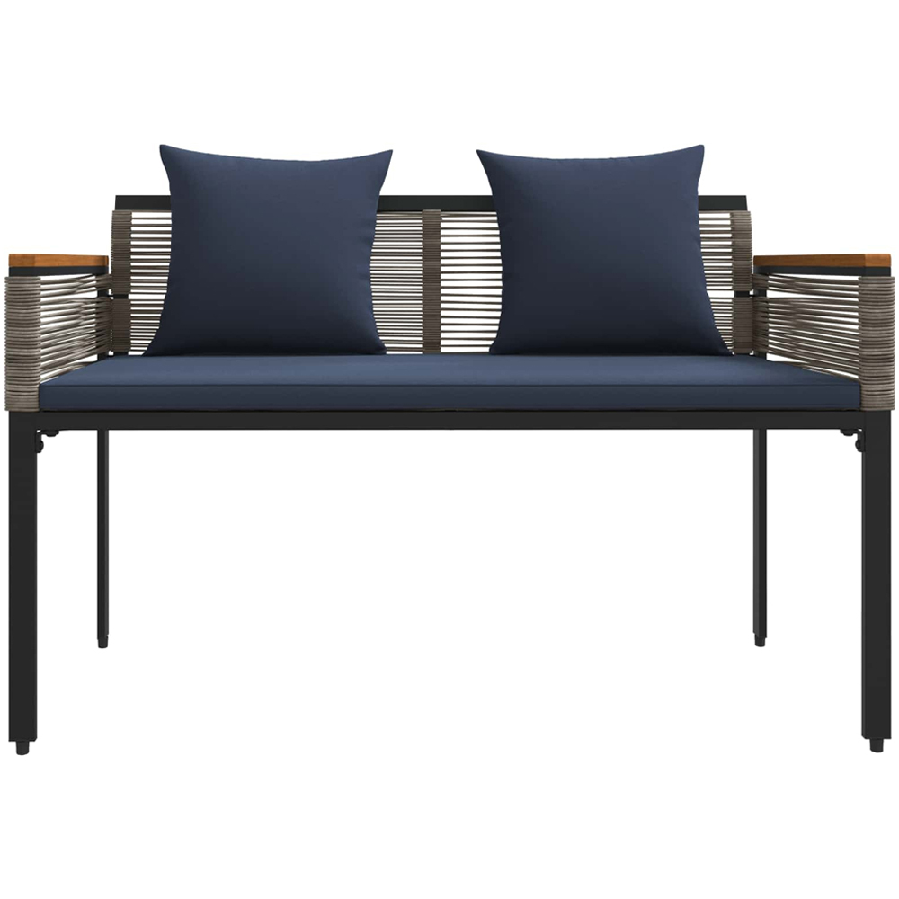 vidaXL Grey and Navy Blue Poly Rattan Garden Bench with Cushion 117 x 54 x 74.5cm Image 4